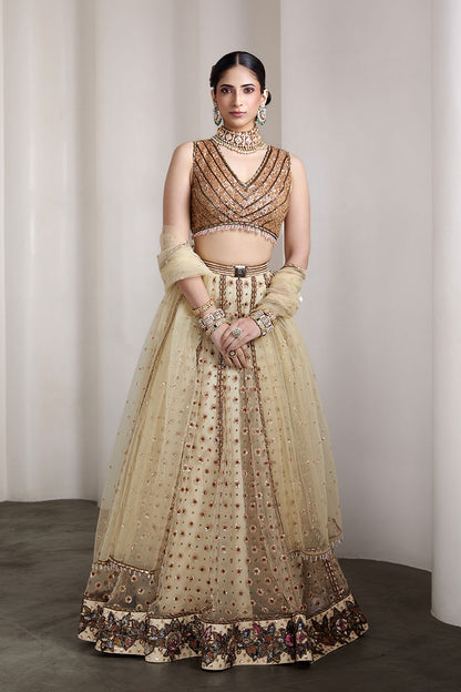 Ivory and gold lehenga set