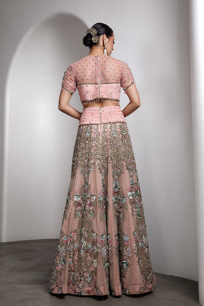 Pink embroidered lehenga set