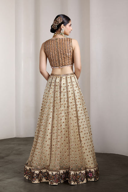 Ivory and gold lehenga set