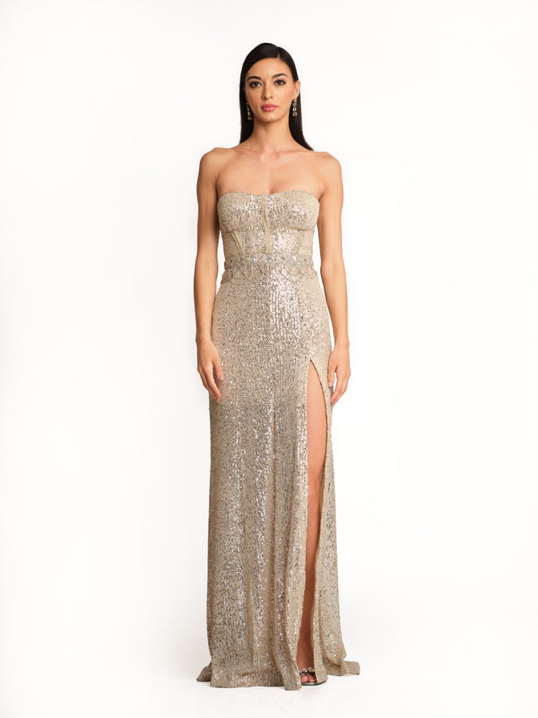 Ivory Sequin Corset Gown