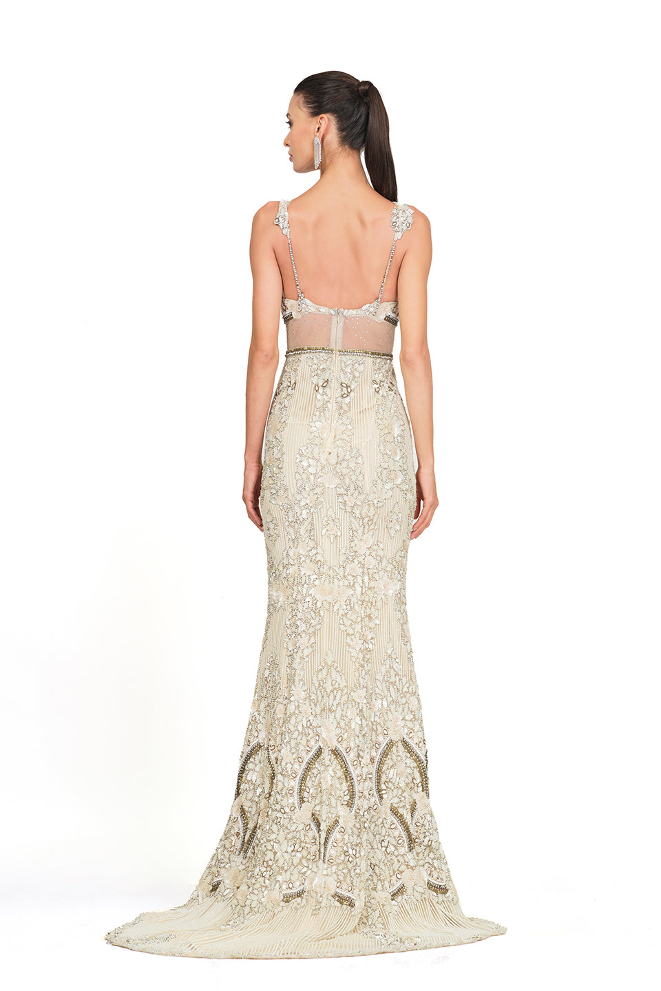 Ivory heavily embroidered gown