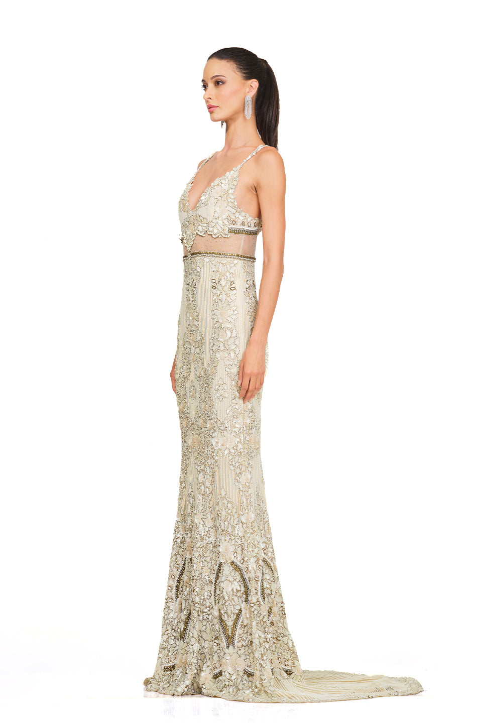 Ivory heavily embroidered gown