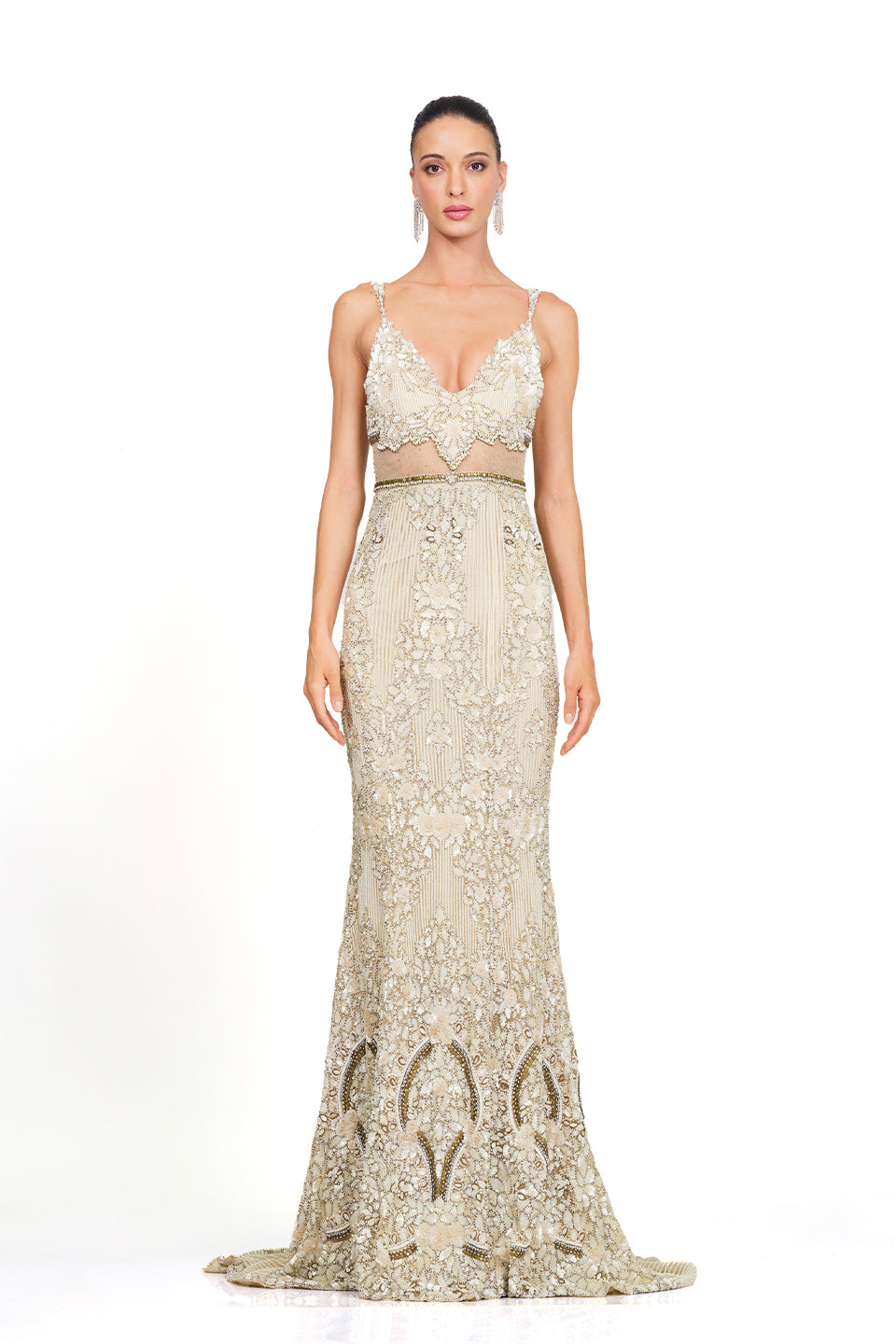 Ivory heavily embroidered gown