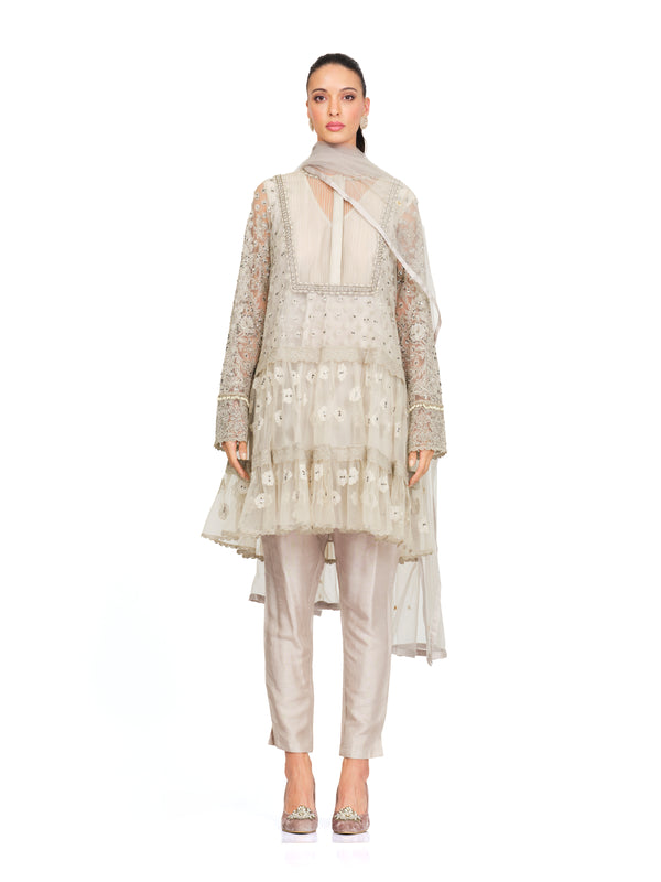 Layered Tunic with Detailed Embroidered Neck Yoke