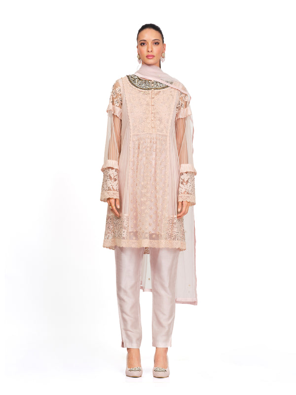 A-Line Tunic with Floral Threadwork Embroidery