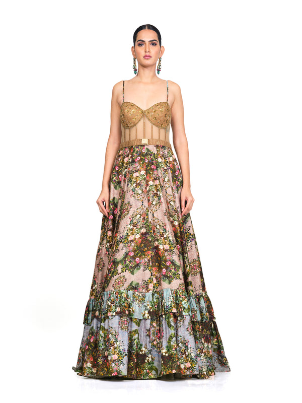 Silk Gown with Brocade Bodice