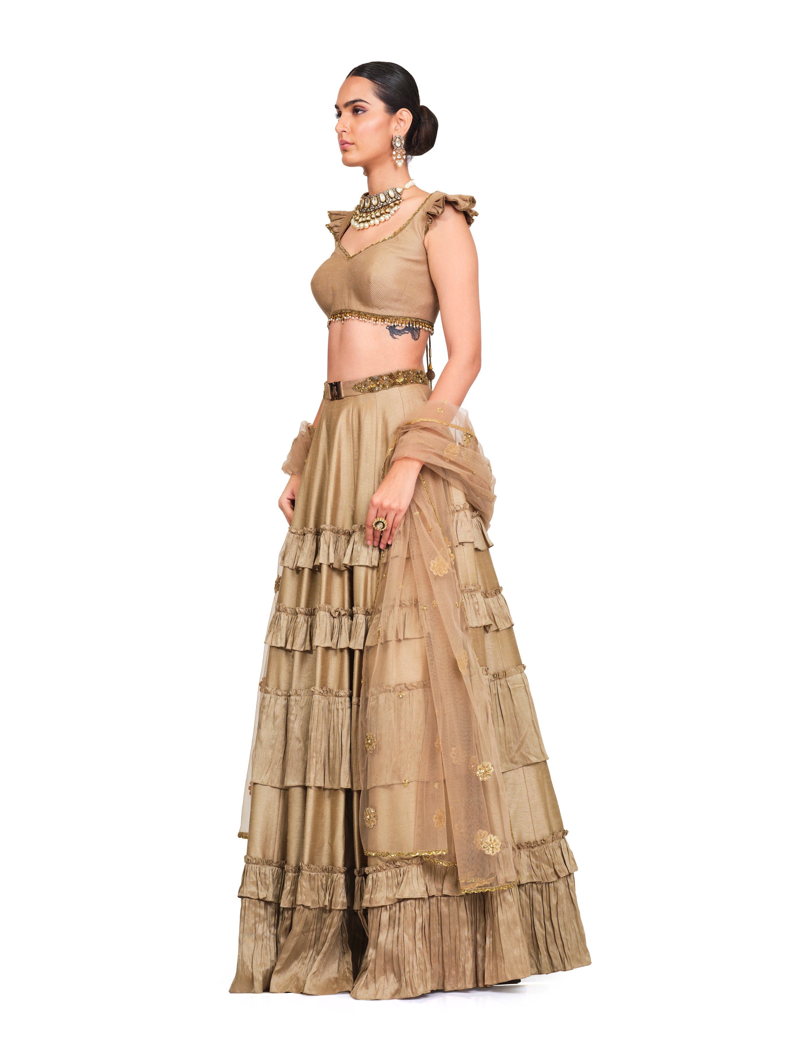 Buy Silk Frill Lehenga with Ruffled Blouse - Rocky Star