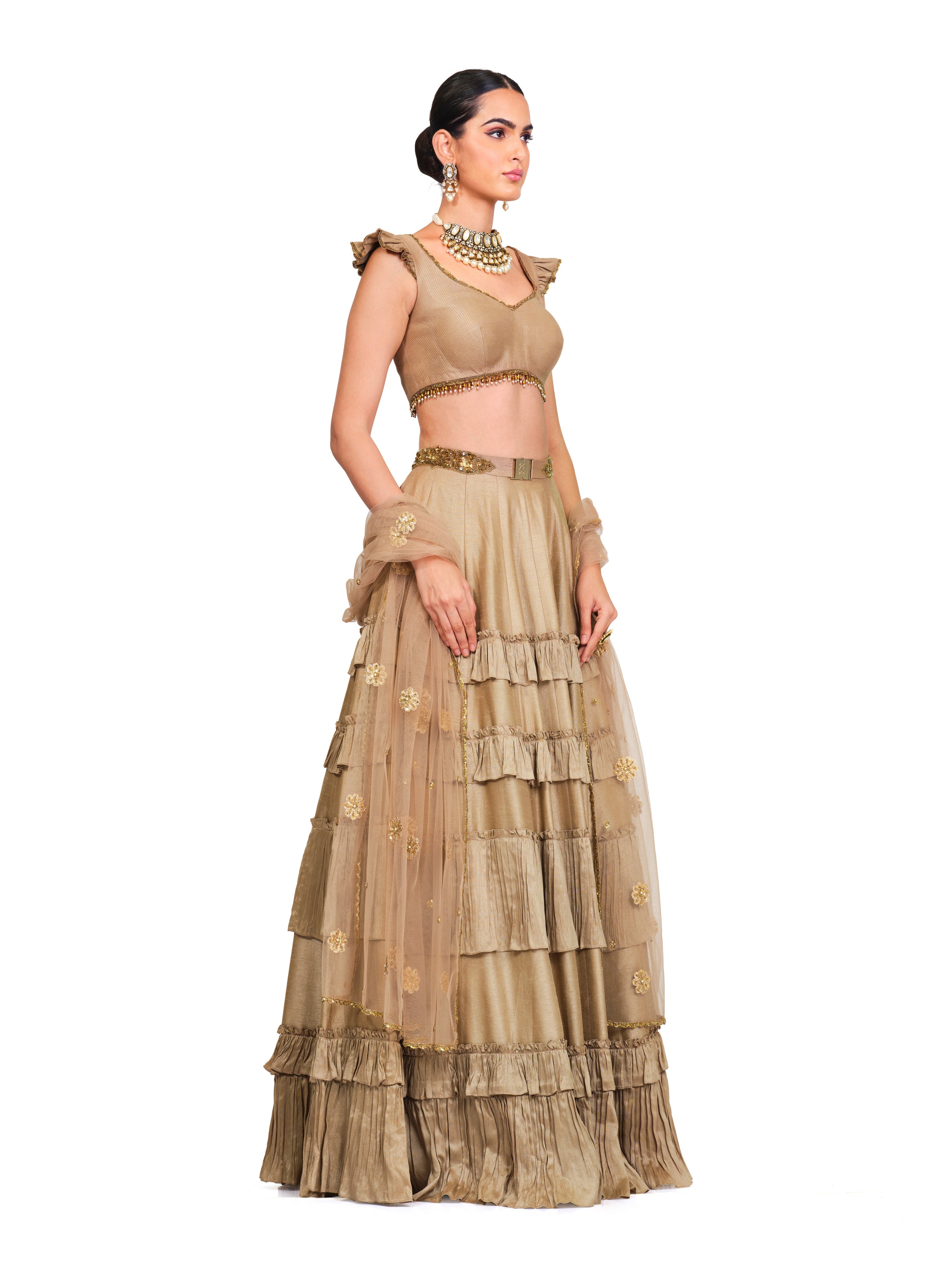 Buy Silk Frill Lehenga with Ruffled Blouse - Rocky Star