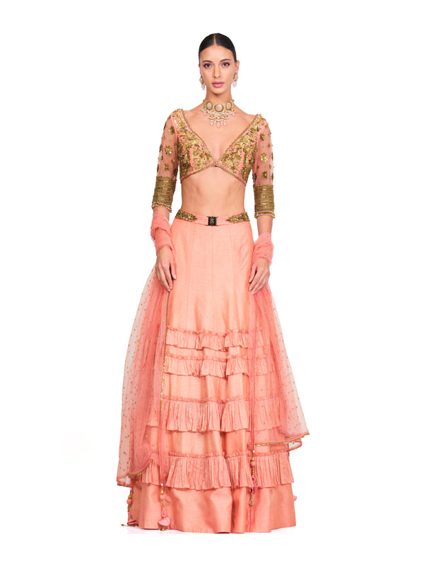 Silk Lehenga with Embroidered Blouse