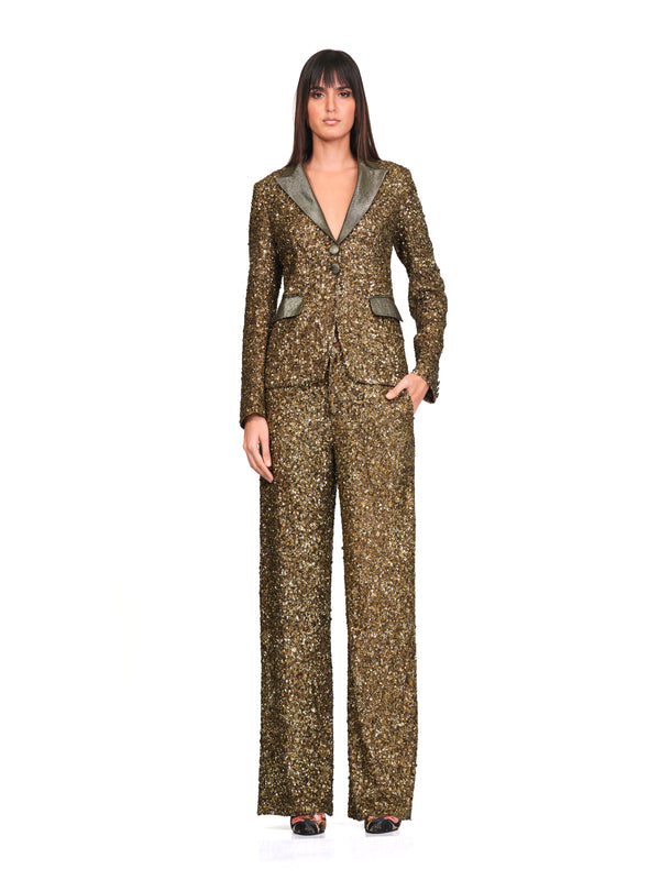 Gold Heavy Sequinned Blazer and Trouser