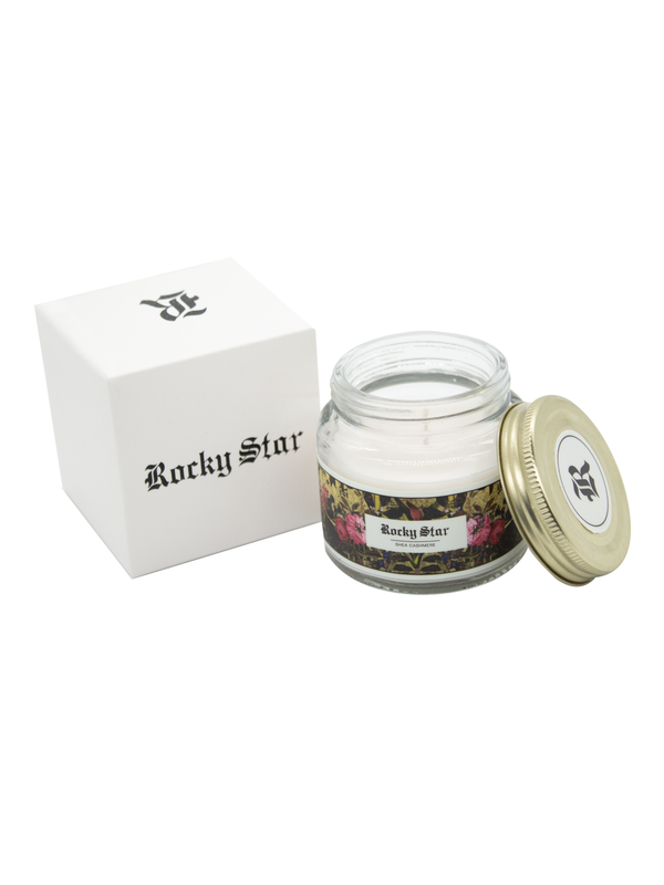 Add a chic touch to your space with Rocky Star mini soy wax scented candles with a top note abounding shea and exotic cashmere. An enchanting gift collection of scented candles that emits an aroma which can spark up any mood.